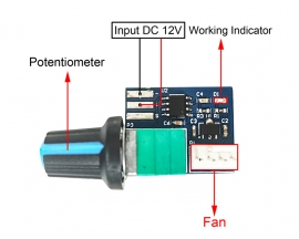 2PCS DC 12V PWM Fan Speed Governor 0%-97% 25KHz Buck Speed Controller for 4Pin Fan